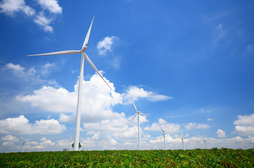 Wind Turbines on Blue Sky