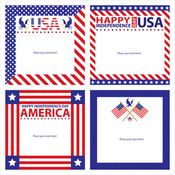 American Independence day template card sets