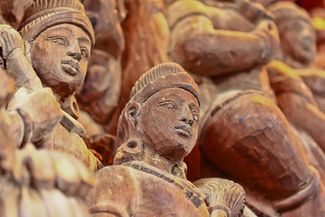 Wood carving as the angle is type of Thai art, Thailand