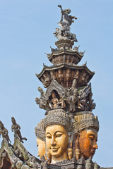 Wood carving at Sanctuary of Truth in Thailand