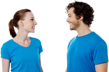 Fototapeta premium Happy young couple posing casually