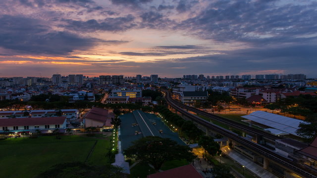 Time Lapse of Blue Hour into Sunrise in Singapore Bugis Street