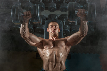 bodybuilder dumbbell presses
