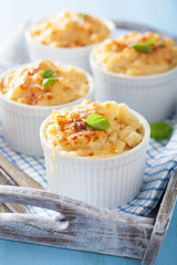 baked macaroni with cheese on tray