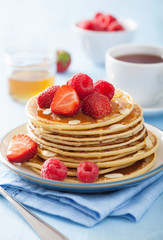 pancakes with berry and honey