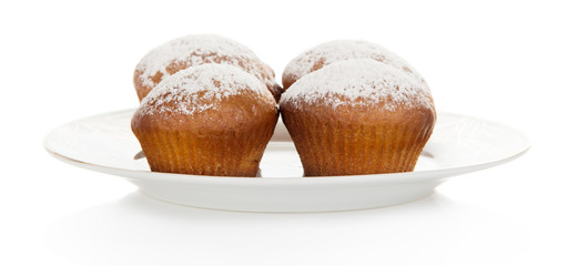 Appetizing cupcake on dish