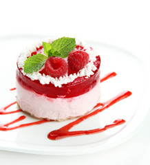 Delicious berry cake isolated on white