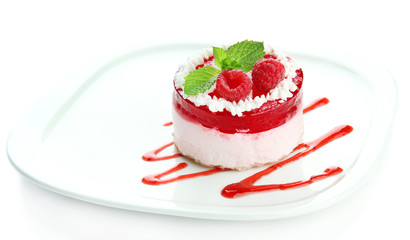 Delicious berry cake isolated on white
