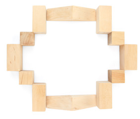 Wooden toy blocks isolated on white