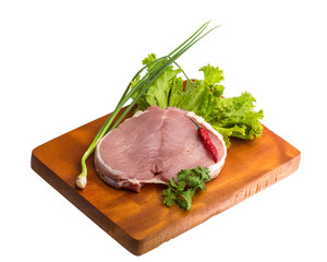 Raw pork steak