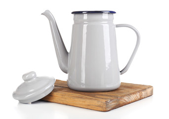 Grey teapot isolated on white