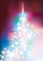 Vector Christmas tree, greeting card.