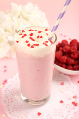 Delicious milkshake on table