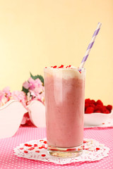 Delicious milkshake on table