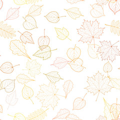 Seamless autumn leaves pattern template.
