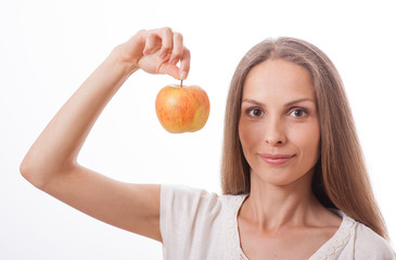 woman holding an apple