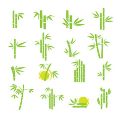 Bamboo vector symbol icons set - obrazy, fototapety, plakaty
