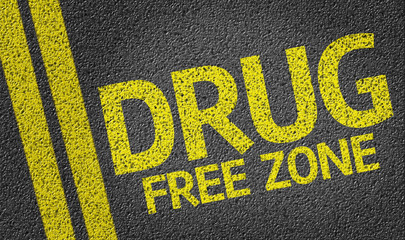 Drug Free Zone written on the road