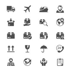 Logistics and shipping flat icons