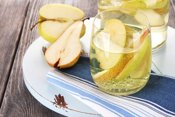 Sangria drink on wooden background
