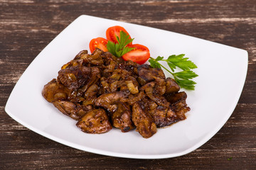 Chicken livers in a creamy sauce with onion