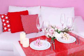 Festive table setting in interior