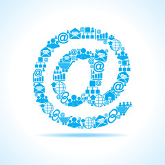 Social media icons make email sign stock vector