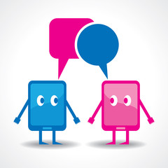 illustration of cartoonish gadgets with message bubble