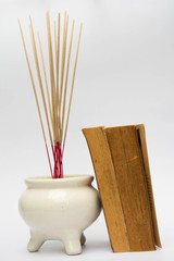 white joss stick pot