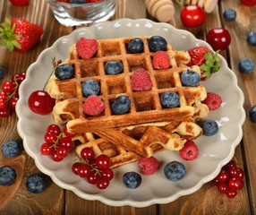 Liege waffles with berries