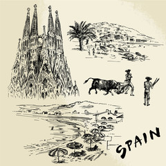 Naklejka premium Spain - hand drawn collection