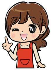 人差し指を立てる女性