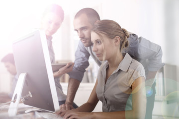 Business people working on project in office