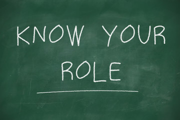 Fototapeta premium Know your role handwritten on blackboard