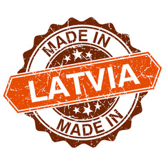 made in Latvia vintage stamp isolated on white background