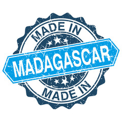 made in Madagascar vintage stamp isolated on white background