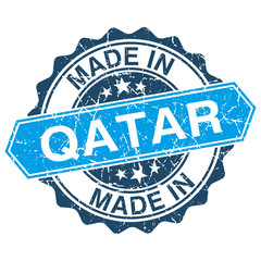 made in Qatar vintage stamp isolated on white background