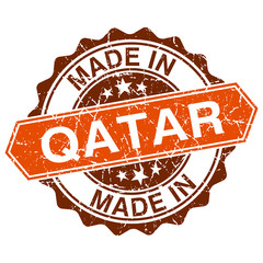 made in Qatar vintage stamp isolated on white background