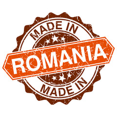 made in Romania vintage stamp isolated on white background