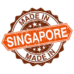 made in Singapore vintage stamp isolated on white background