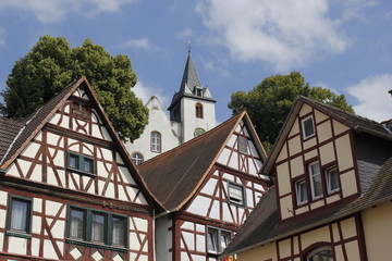 Fototapeta na wymiar woodframe houses in Zwingenberg