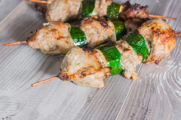 Meat and vegetable skewer
