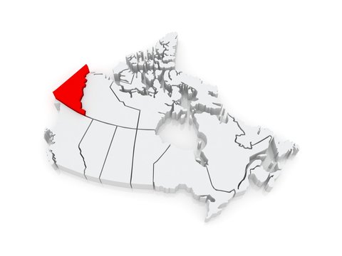 Map of Yukon. Canada.