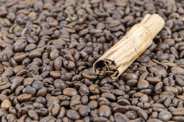 Coffee beans and cinnamon stick