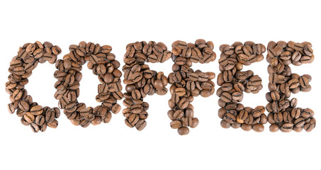 Coffee sign made of coffee beans