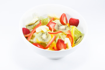 Fresh vegetable salad isolated on white