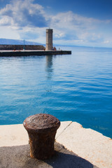 Stone pier in a small Mediterranean town