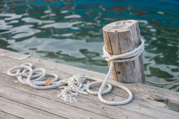 Ropes on the harbor deck