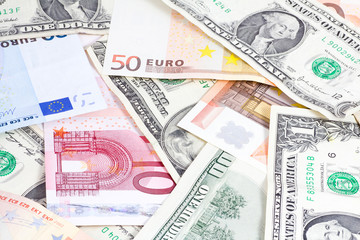 Euro and dollars bills