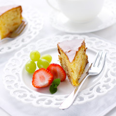 Piece of tangerine cake